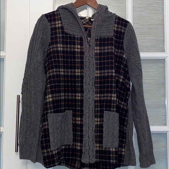 Anthropologie zip up hooded sweater - Sz L - Picture 2 of 8